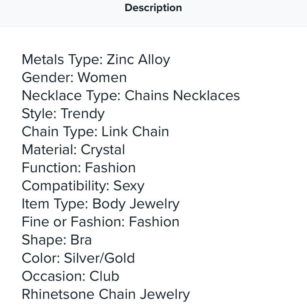 💫SILVER BRA BODY JEWELRY - Picture 3 of 5